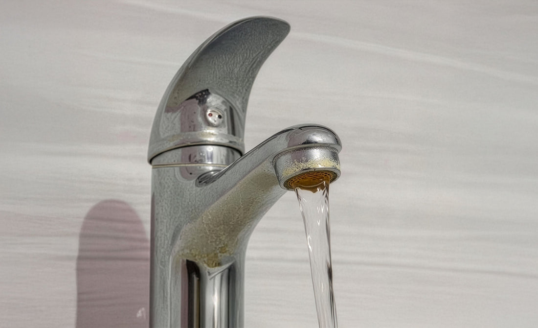 Kran med kalkavlagring