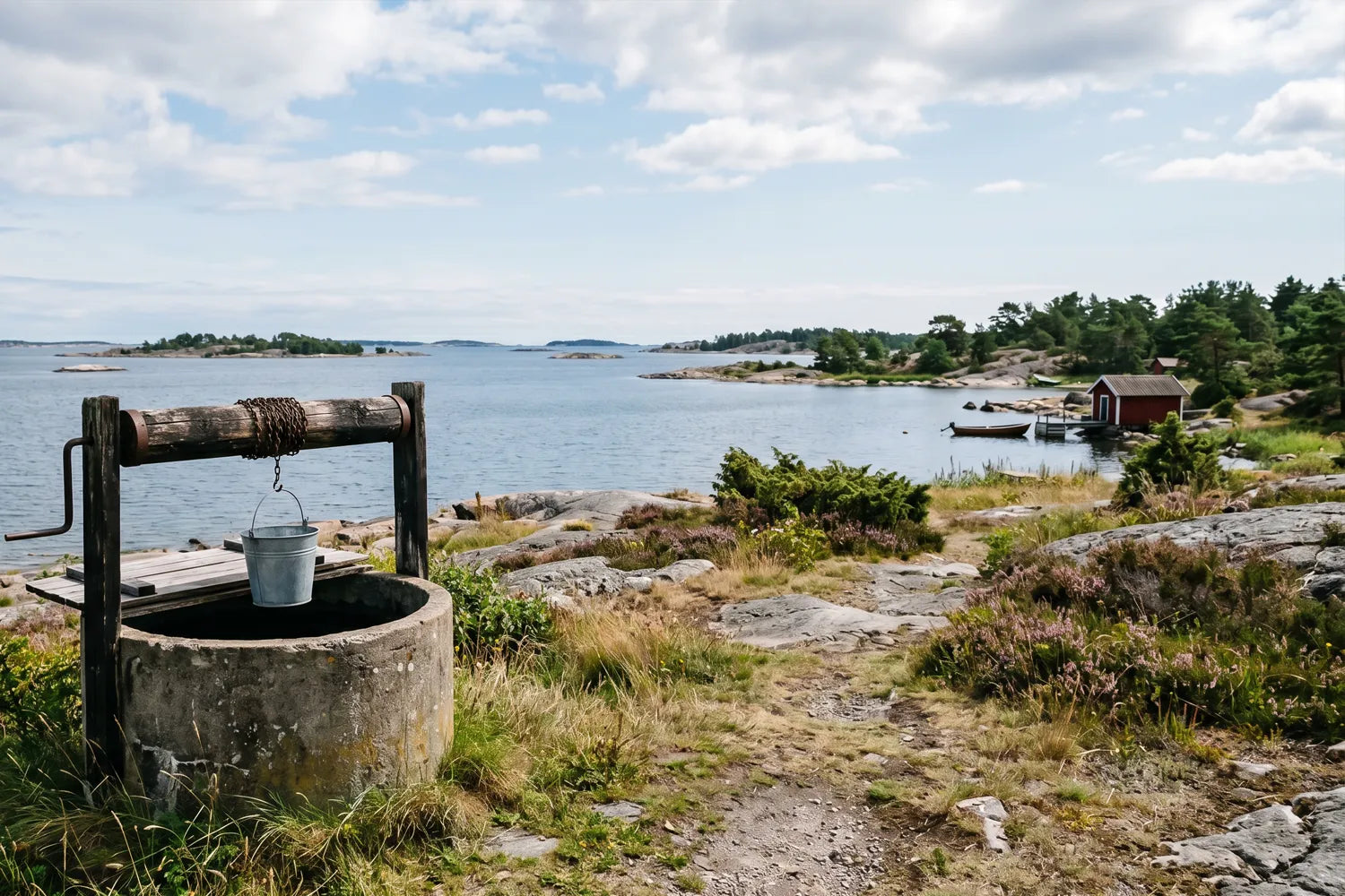 Brunn i skärgårdslandskap