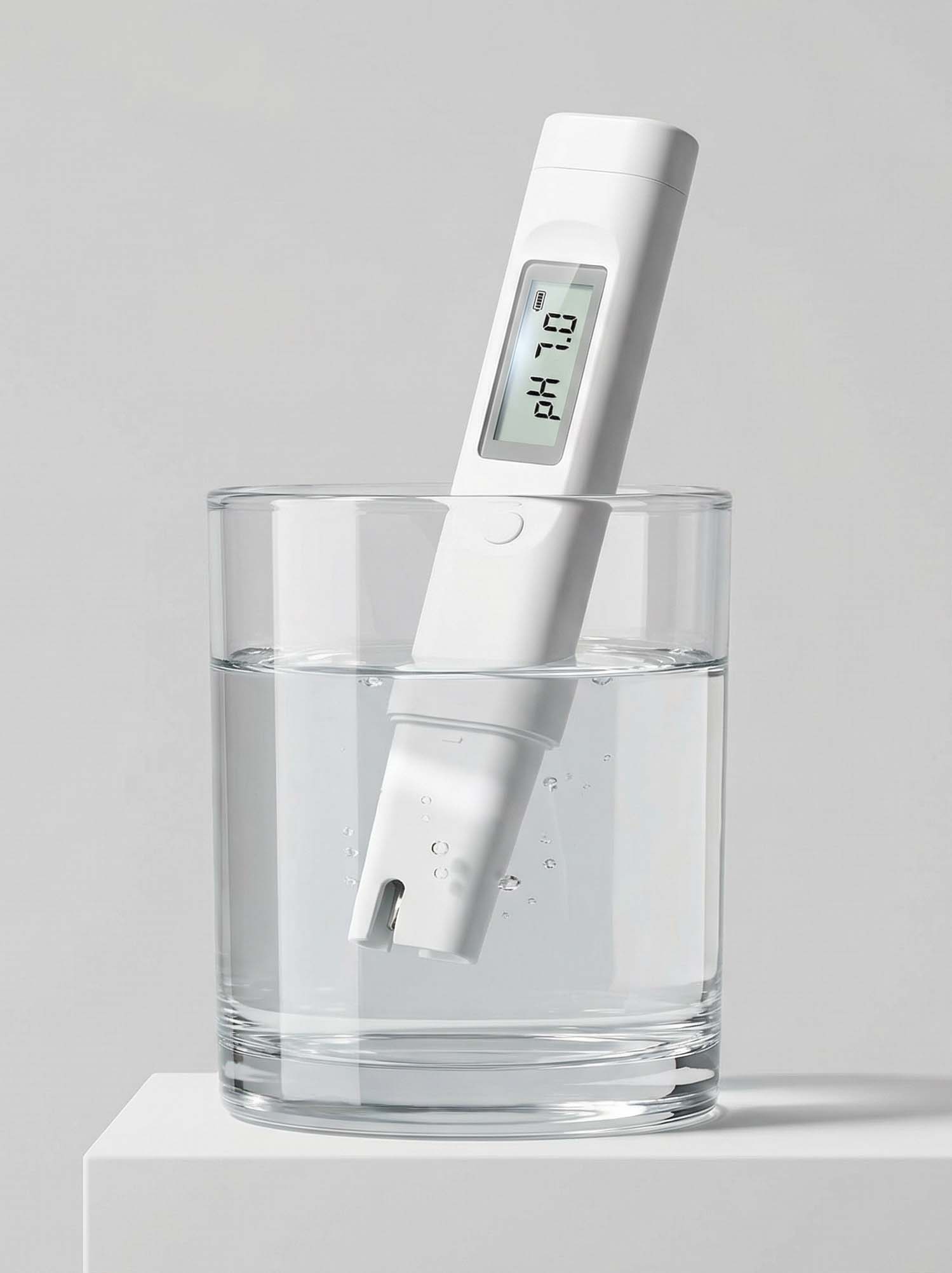 pH-mätare i ett glas med vatten